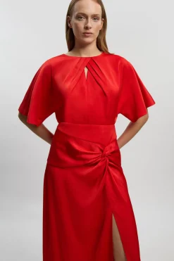 Robe Midaxi En Crêpe Satiné Dos Avec Détail Torsadé