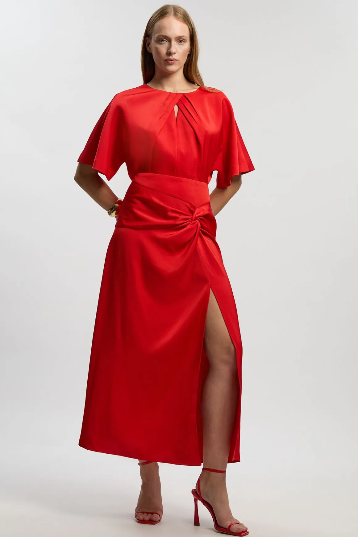 Robe Midaxi En Crêpe Satiné Dos Avec Détail Torsadé