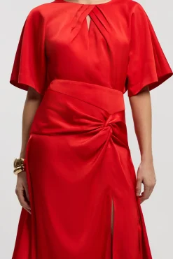 Robe Midaxi En Crêpe Satiné Dos Avec Détail Torsadé