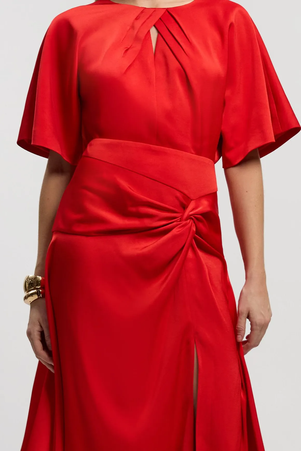 Robe Midaxi En Crêpe Satiné Dos Avec Détail Torsadé