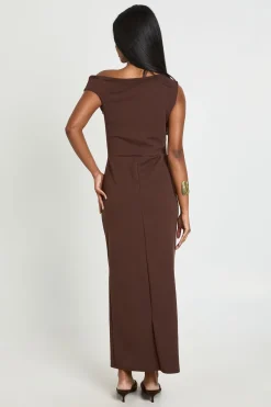 Robe Midaxi En Jersey Crêpe À Épaule Drapée
