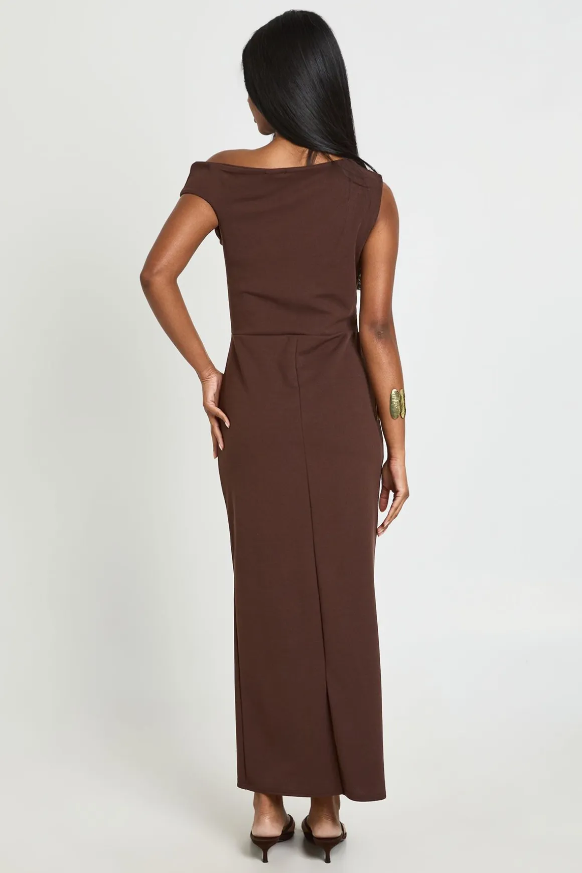 Robe Midaxi En Jersey Crêpe À Épaule Drapée