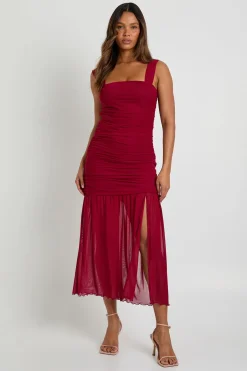 Robe midaxi en maille à encolure carrée et taille basse