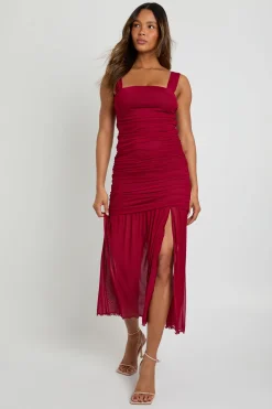 Robe midaxi en maille à encolure carrée et taille basse