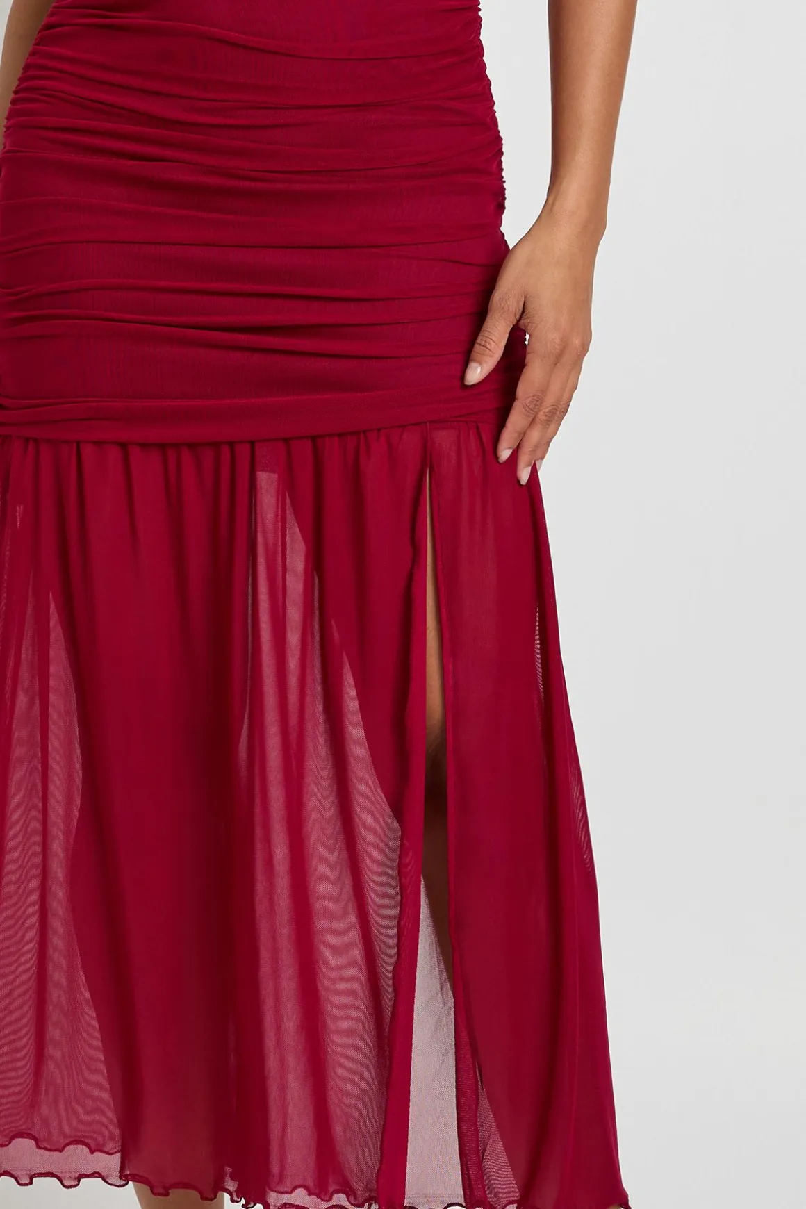 Robe midaxi en maille à encolure carrée et taille basse