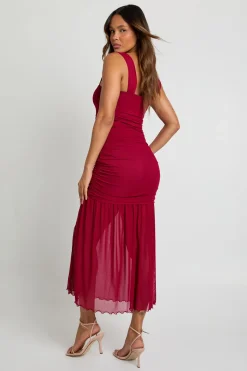 Robe midaxi en maille à encolure carrée et taille basse