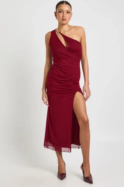 Robe Midaxi En Maille À Une Épaule Avec Découpes