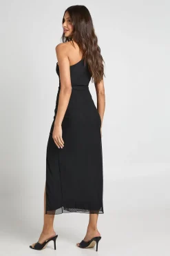 Robe Midaxi En Mesh Asymétrique Avec Découpe