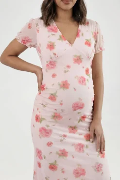 Robe Midaxi En Mesh À Imprimé Fleuri Pour Femme Enceinte