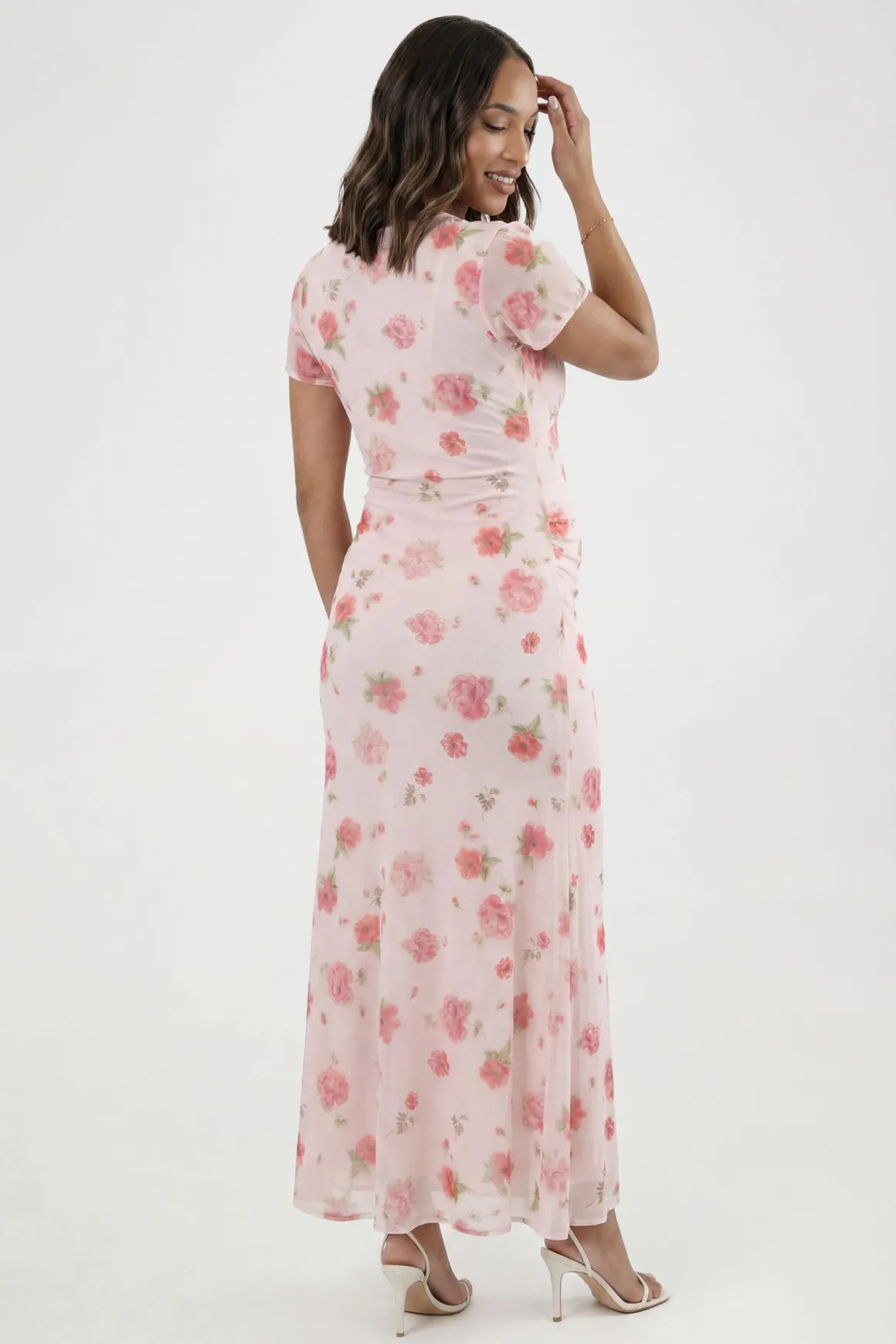 Robe Midaxi En Mesh À Imprimé Fleuri Pour Femme Enceinte
