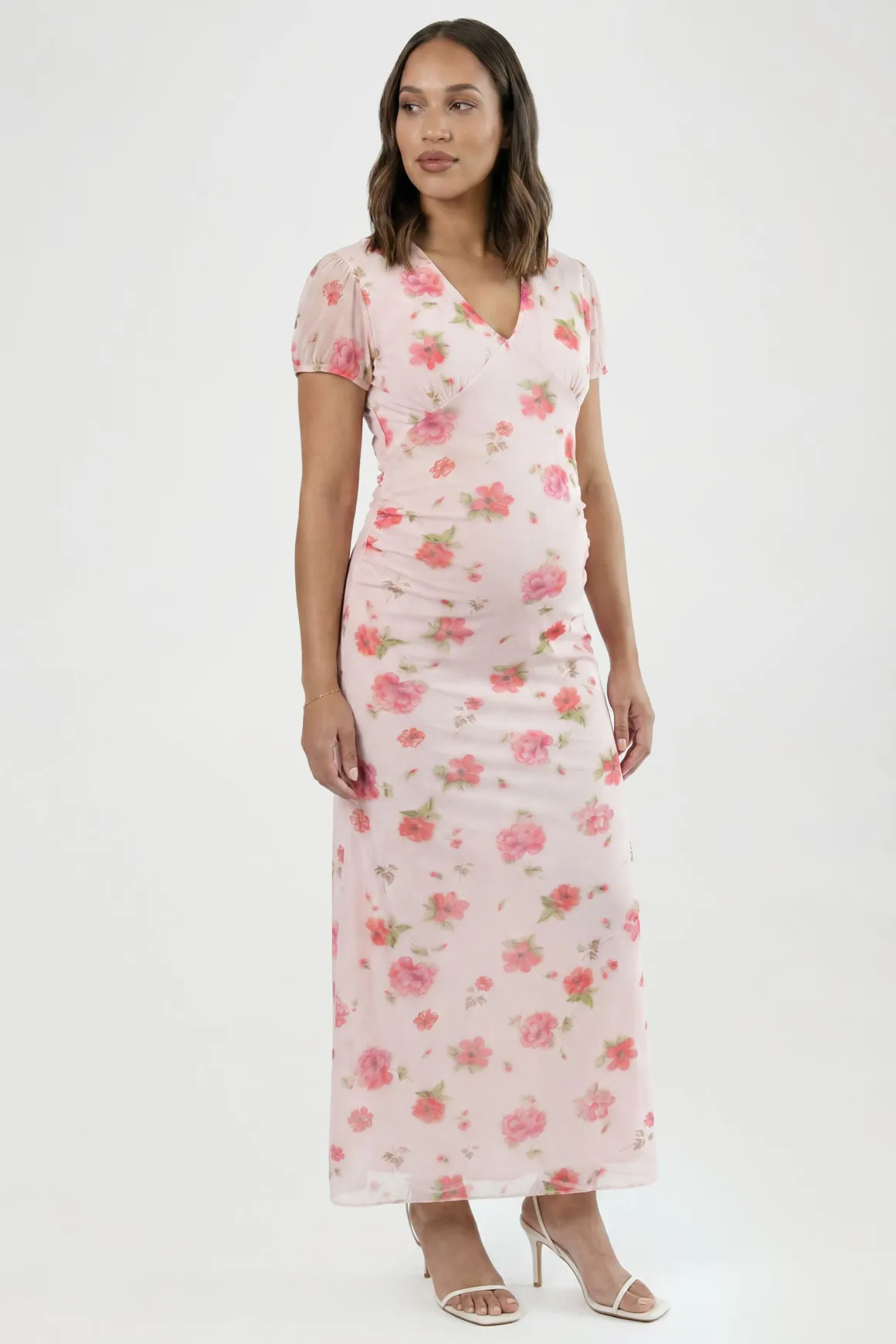 Robe Midaxi En Mesh À Imprimé Fleuri Pour Femme Enceinte