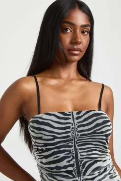 Robe Midaxi En Mesh Imprimé Zèbre
