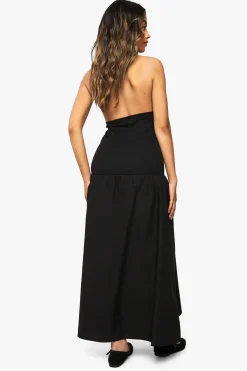 boohoo Robe midaxi en mélange de popeline côtelé avec garniture dorée étoile de mer<Femme Robes Patineuses|Robes