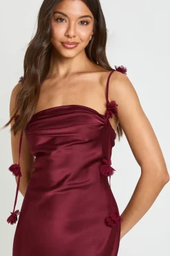 Robe Midaxi En Mousseline À Bretelles Avec Détails De Fleurs
