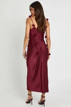 Robe Midaxi En Mousseline À Bretelles Avec Détails De Fleurs