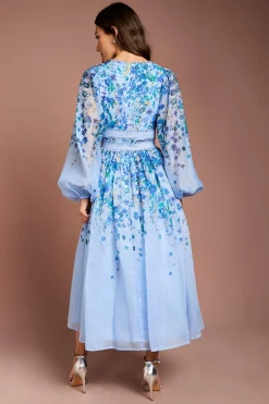 Robe Midaxi En Organza Avec Dentelle Florale Positionnée