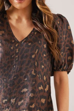 Robe Midaxi en Organza à Imprimé Léopard avec Poches