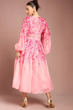 Coast Robe Midaxi En Organza À Motif Floral Et Finitions En Dentelle<Femme Robes Mi-Longues|Satin Et Dentelle