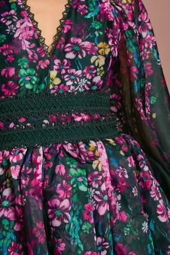 Coast Robe Midaxi en Organza à Motifs Floraux avec Finitions en Dentelle<Femme Robes Mi-Longues|Satin Et Dentelle