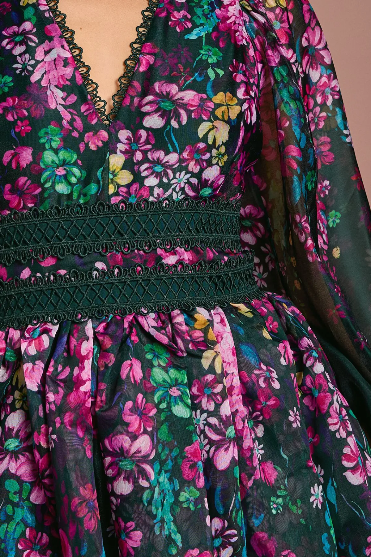 Coast Robe Midaxi en Organza à Motifs Floraux avec Finitions en Dentelle<Femme Robes Mi-Longues|Satin Et Dentelle