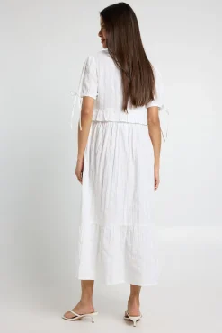 boohoo Robe Midaxi En Seersucker Avec Détails À Volants<Femme Toutes Les Robes|Robes Patineuses