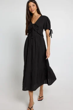 Robe Midaxi En Seersucker Avec Détails À Volants