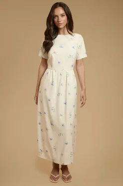 Oasis Robe Midaxi En Twill Ottoman Imprimé Pensées Avec Nœud<Femme Toutes Les Robes|Robes