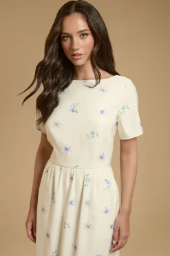 Oasis Robe Midaxi En Twill Ottoman Imprimé Pensées Avec Nœud<Femme Toutes Les Robes|Robes