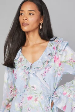 Wallis Robe Midaxi Fleurie à Volants avec Ceinture<Femme Robes Mi-Longues|Robes À Manches Longues