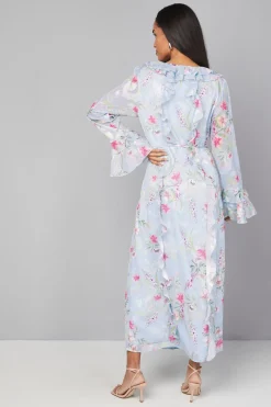 Wallis Robe Midaxi Fleurie à Volants avec Ceinture<Femme Robes Mi-Longues|Robes À Manches Longues