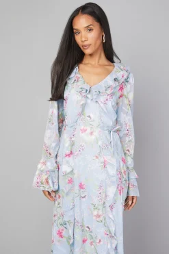 Wallis Robe Midaxi Fleurie à Volants avec Ceinture<Femme Robes Mi-Longues|Robes À Manches Longues