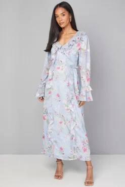 Wallis Robe Midaxi Fleurie à Volants avec Ceinture<Femme Robes Mi-Longues|Robes À Manches Longues
