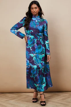 Robe Midaxi Florale à Dos Ouvert pour Occasions Spéciales