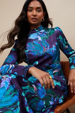 Robe Midaxi Florale à Dos Ouvert pour Occasions Spéciales