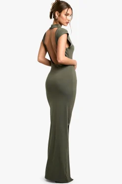 boohoo Robe Midaxi Froncée à Col Haut<Femme Robes|Toutes Les Robes