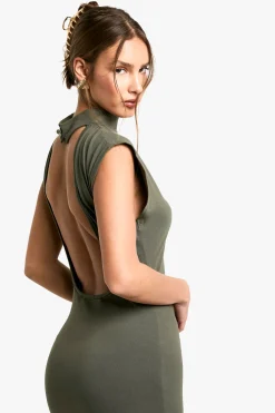 boohoo Robe Midaxi Froncée à Col Haut<Femme Robes|Toutes Les Robes