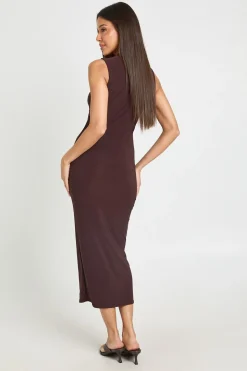 Robe Midaxi Froncée À Double Couche En Tissu Slinky Avec Détail Ajouré Perlé
