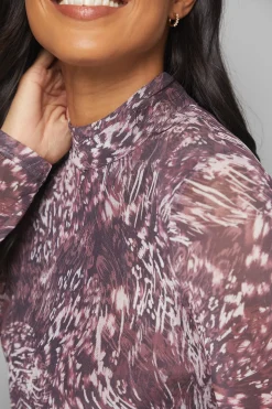 Robe Midaxi Froncée en Maille Imprimé Animal