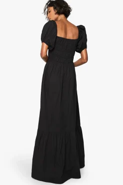 Robe midaxi froncée à manches bouffantes grande taille