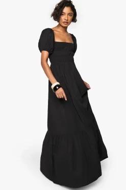 Robe midaxi froncée à manches bouffantes grande taille