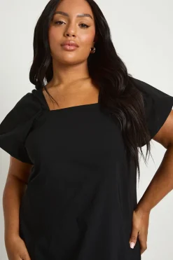 Robe midaxi à fronces avec manches bouffantes et ourlet tombé