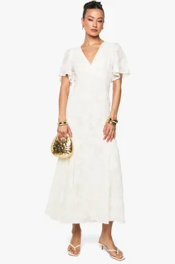 Robe midaxi grande en burnout floral à manches d'ange