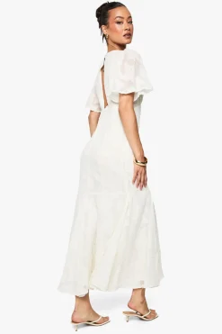 Robe midaxi grande en burnout floral à manches d'ange