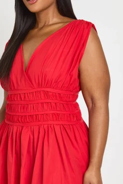Robe Midaxi Grande Taille À Col V Et Taille Froncée