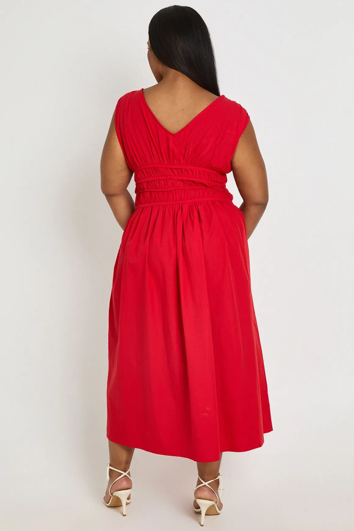 Robe Midaxi Grande Taille À Col V Et Taille Froncée