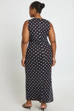 boohoo Robe Midaxi Grande Taille En Mesh À Pois Avec Détail Torsadé<Femme Looks Chocolat|Pois