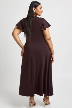 Robe Midaxi Grande Taille En Tissu Super Doux Avec Manches Flottantes