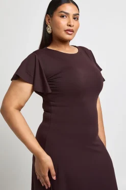 Robe Midaxi Grande Taille En Tissu Super Doux Avec Manches Flottantes
