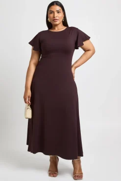 Robe Midaxi Grande Taille En Tissu Super Doux Avec Manches Flottantes