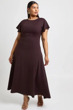 Robe Midaxi Grande Taille En Tissu Super Doux Avec Manches Flottantes
